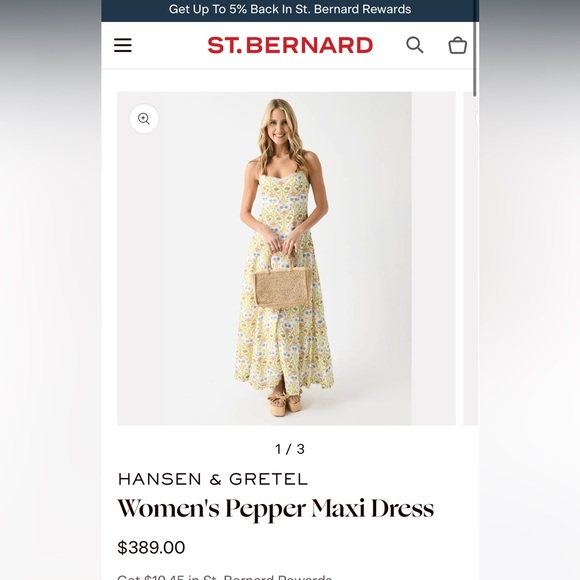 Hansen + Gretel women’s pepper maxi dress size medium in ivory/dahlia - Picture 2 of 5